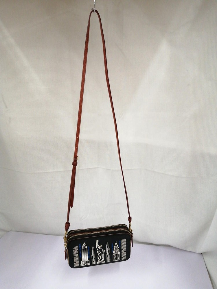 Coach C1108 Black Brown Leather Crossbody Bag  
