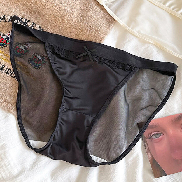 6PCS/LOT Sexy Womens Satin Panties Lingeries Underwear Mesh Sheer Bikini Briefs