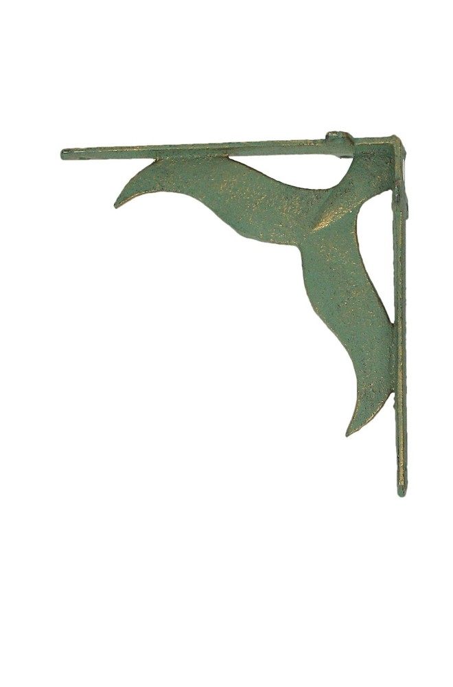 Scratch & Dent Cast Iron Verdigris Whale Tail Wall Shelf Bracket Decor