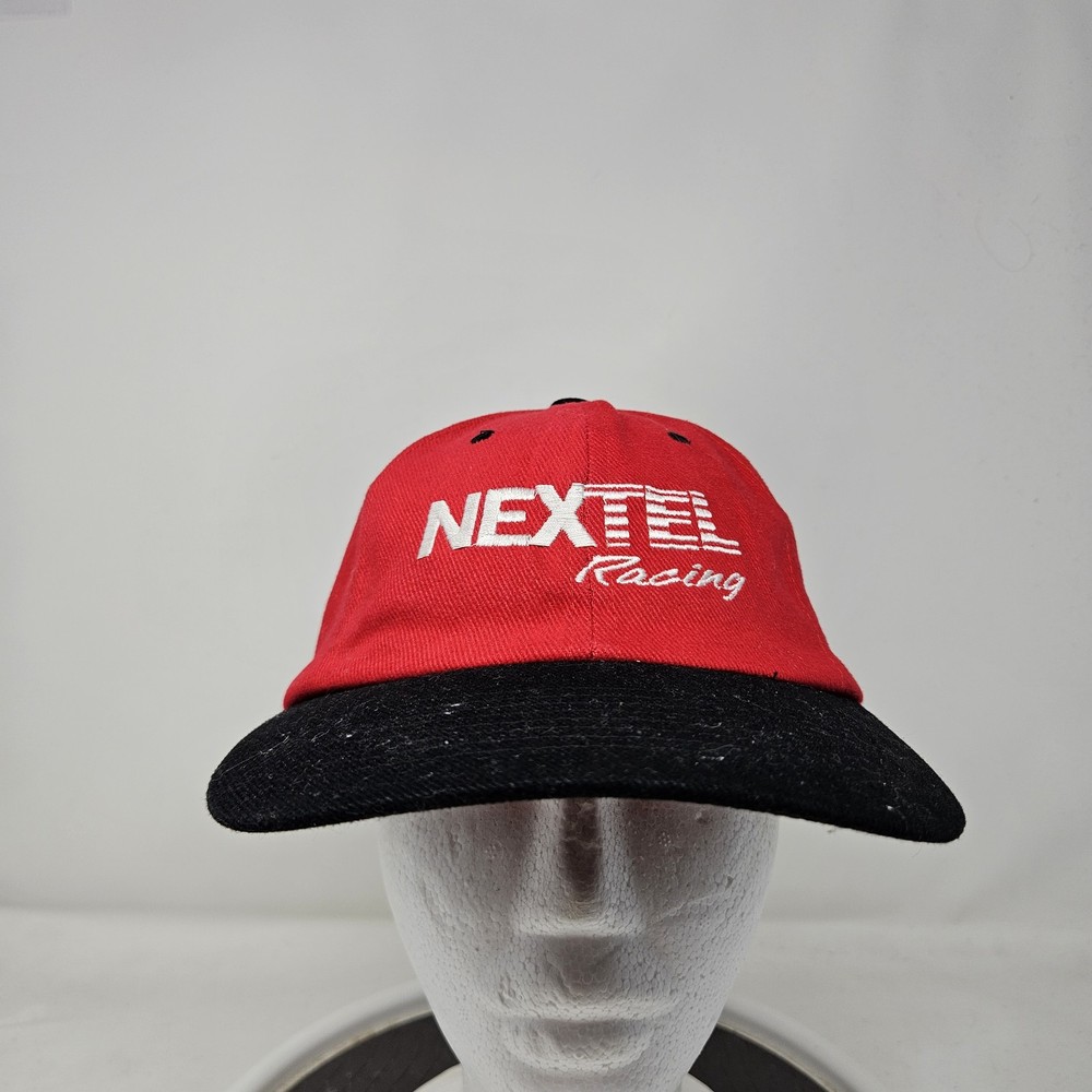 Vintage PacWest Racing Hat Cap Strap Back Red Black Toyota IndyCar Mens 90s