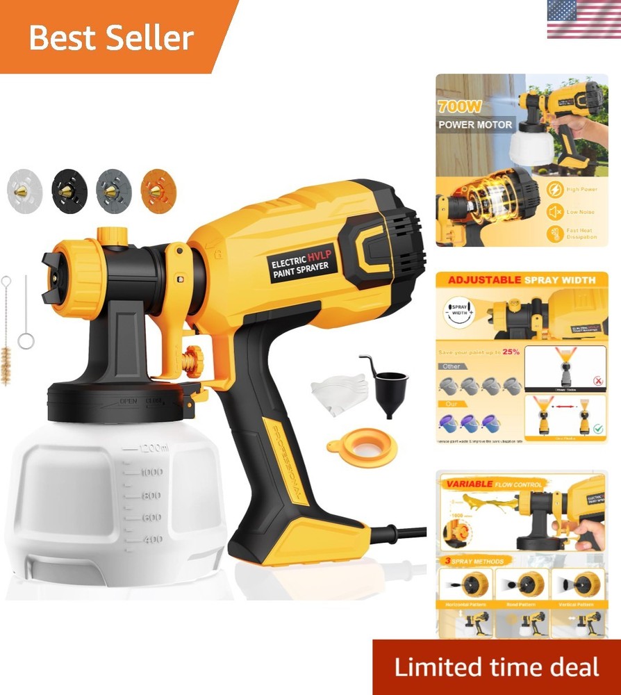 HVLP Paint Sprayer with 4 Nozzles and Adjustable Spray for DIY Projects