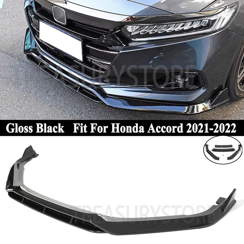 2021-2022 Honda Accord V-Style Gloss Black Front Bumper Lip Kit