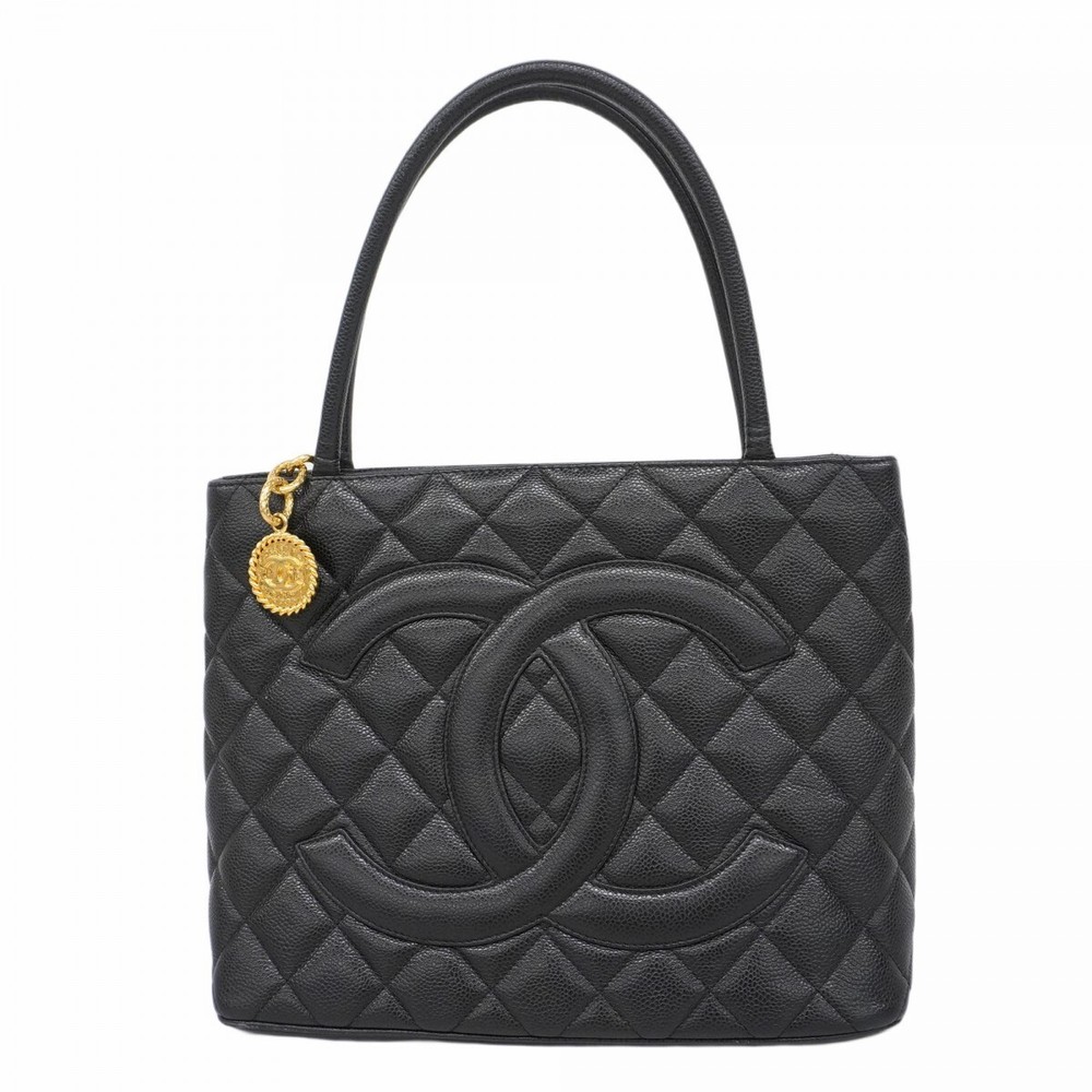 Chanel black caviar leather classic tote bag 901691