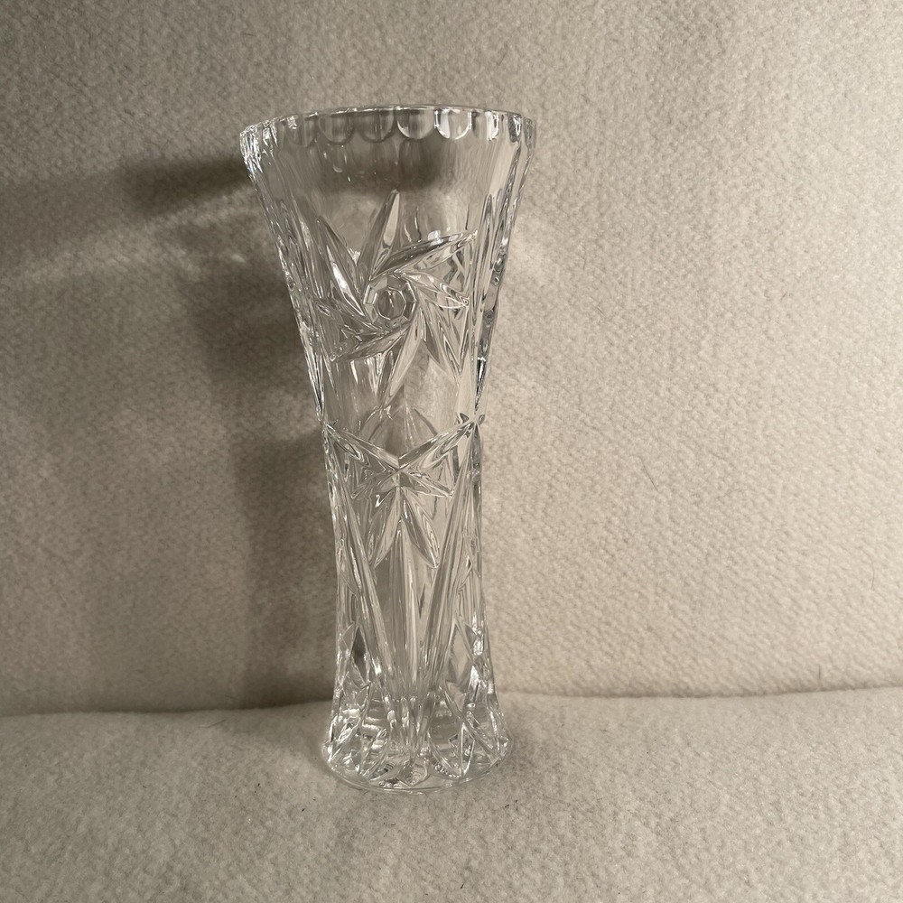 Lenox Fine Crystal Bud Vase 6” Swirl Star Pattern Made In Czech