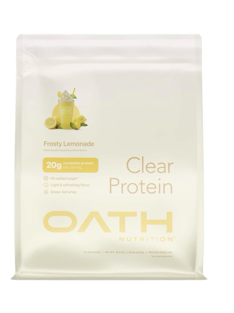 Oath Clear Nutrition Protein Powder, Frosty Lemonade 18 Servings Exp 07/2027