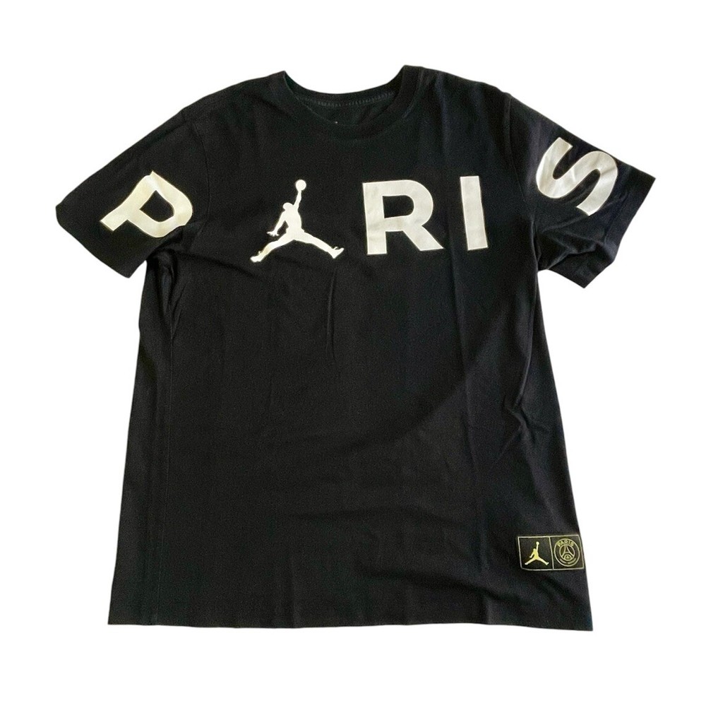Jordan Paris Saint-Germain T-Shirt Men's Medium Black Jumpman Logo Short Sleeve