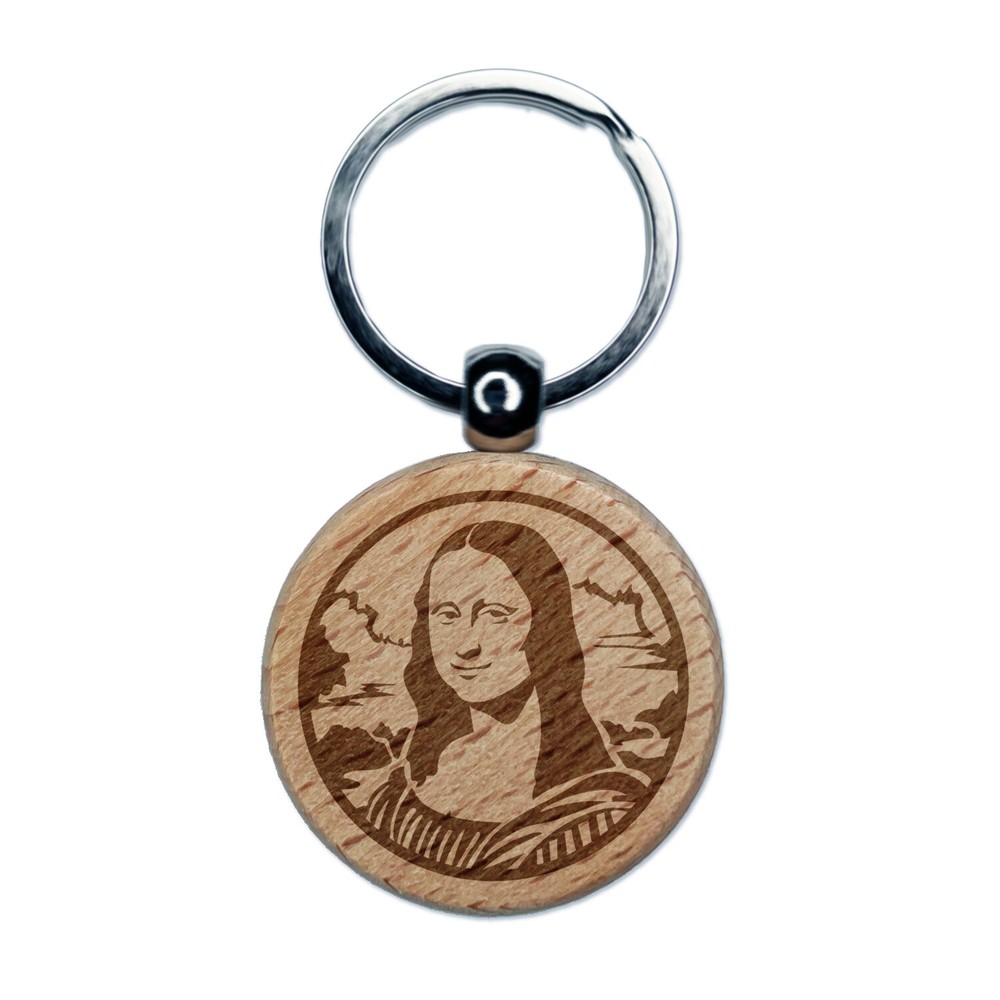 Mona Lisa Wood Engraved Keychain by Leonardo Da Vinci