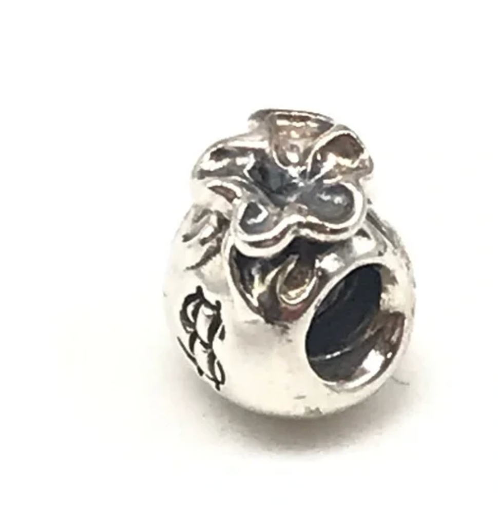 Pandora Retired Money Bag Charm in 925 Sterling Silver for Good Luck