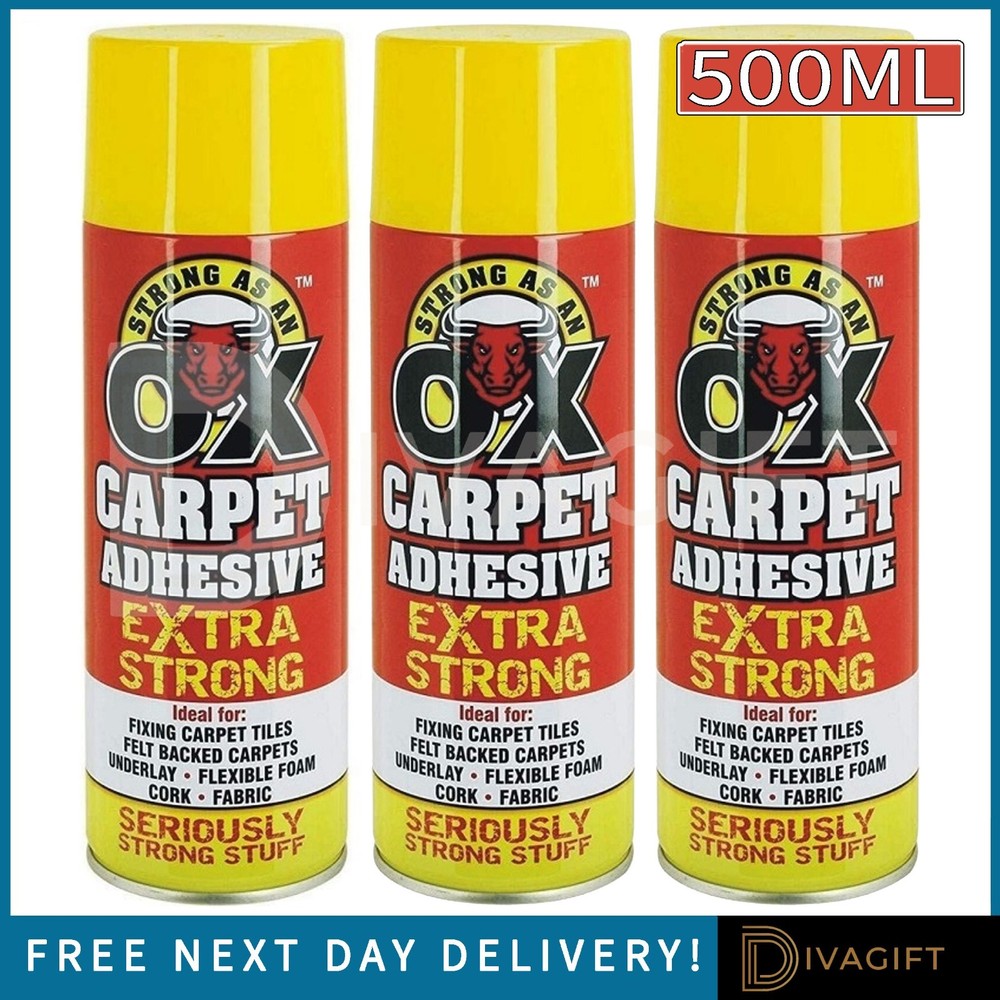 500ML HEAVY DUTY SPRAY ADHESIVE STRONG OX GLUE FOR FOAM CARPET TILE CRAFT FABRIC