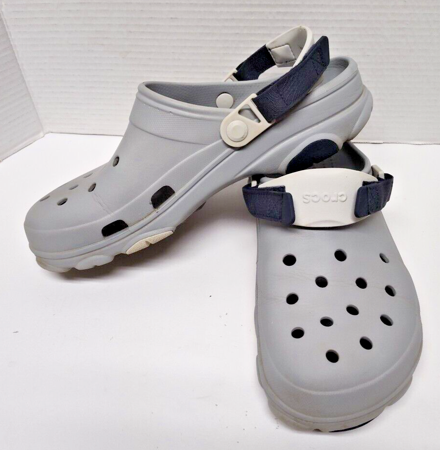 Crocs Men's All Terrain Size 11 Gray 206340 Adjustable Hook and Loop Charcoal