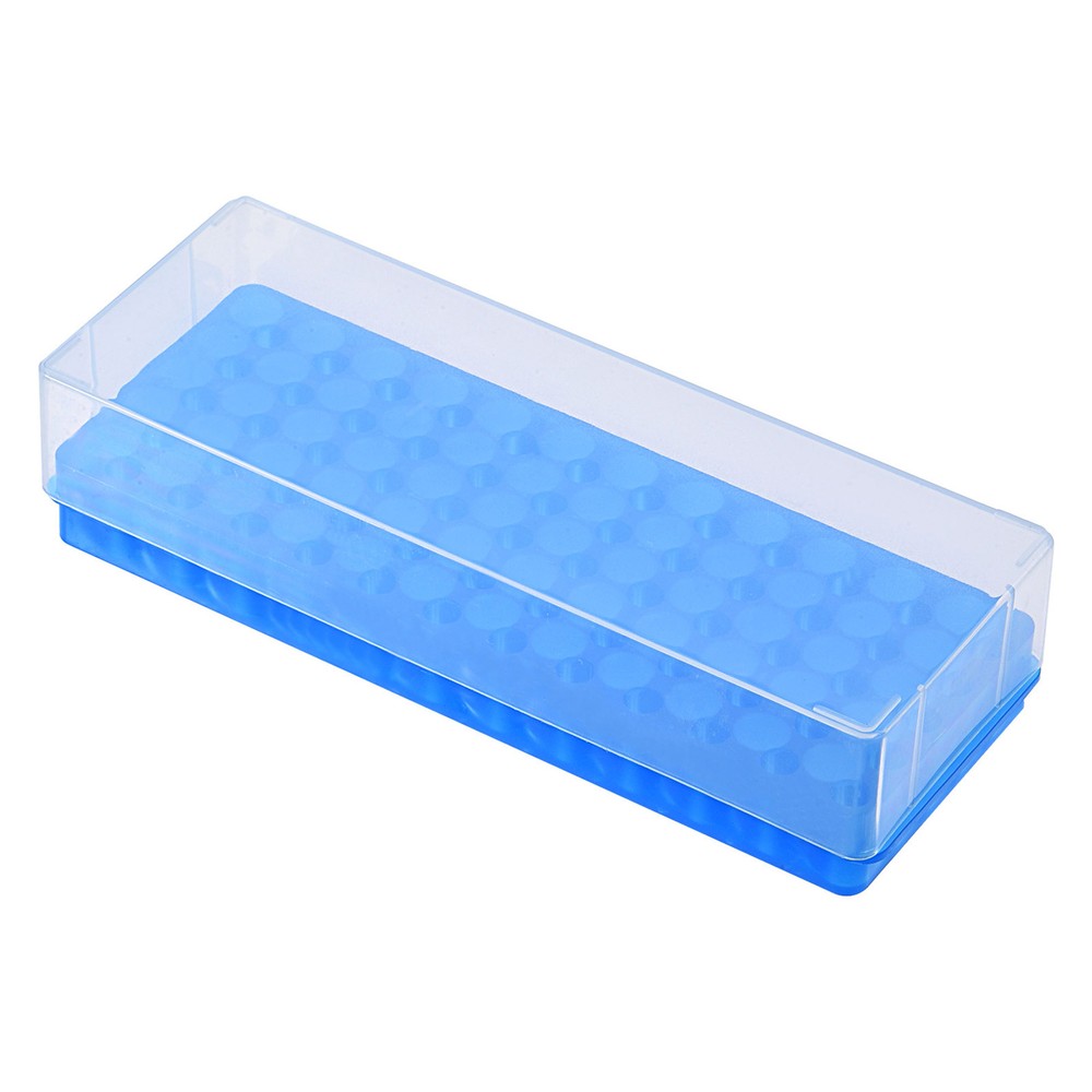 Double Panel Plastic Tube Rack Holder for 11mm,7.5mm Test Tube Blue 60-Sockets