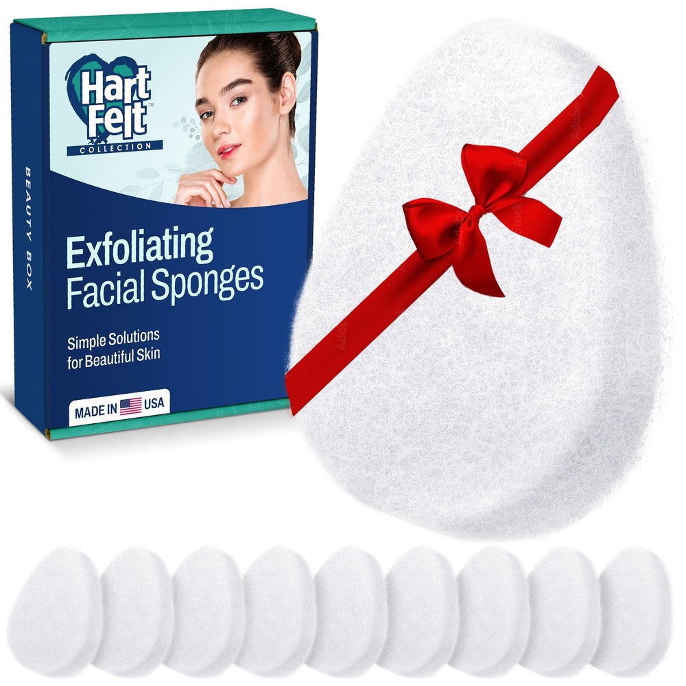 HartFelt [10 Pack] Regular Exfoliating Facial Sponge for Face - Daily Cleansi...