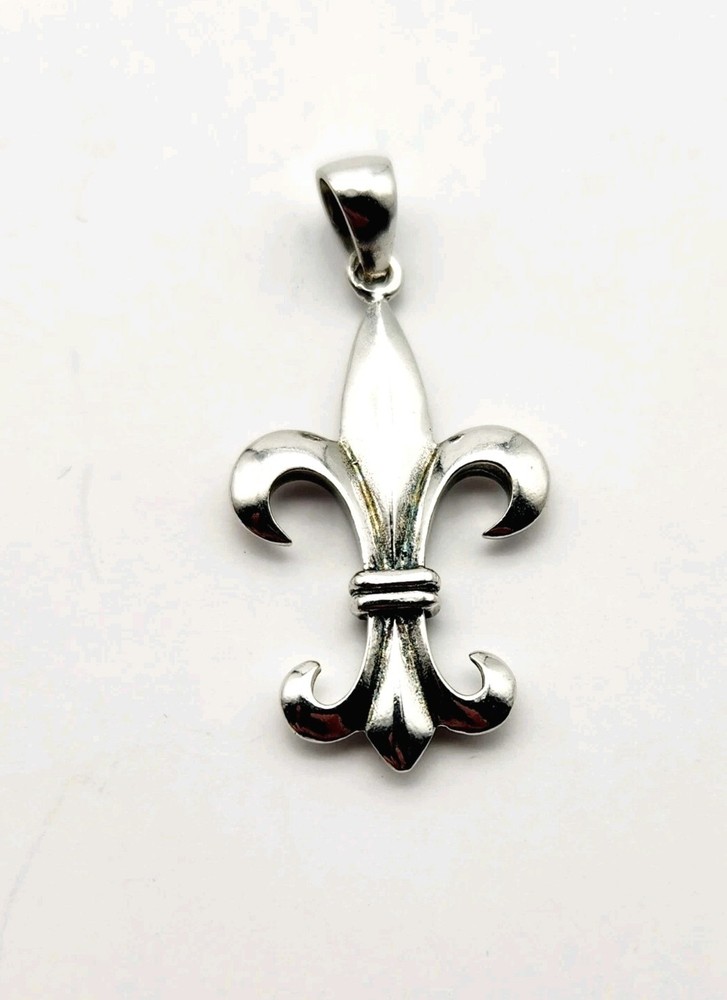 Vintage Sterling Silver FRENCH Fleur De Lis Louisiana Orleans Cross Pendant