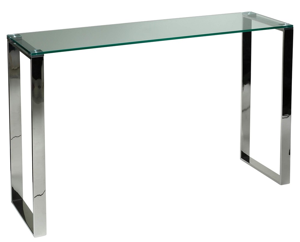 Remi Contemporary Glass Console Table with Chrome Finish