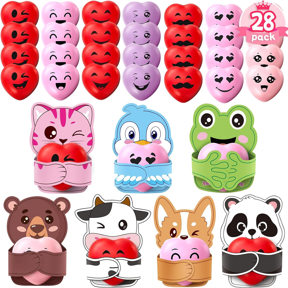 Valentines Day Cards for Kids School with 28 Fun Designs and Stickers