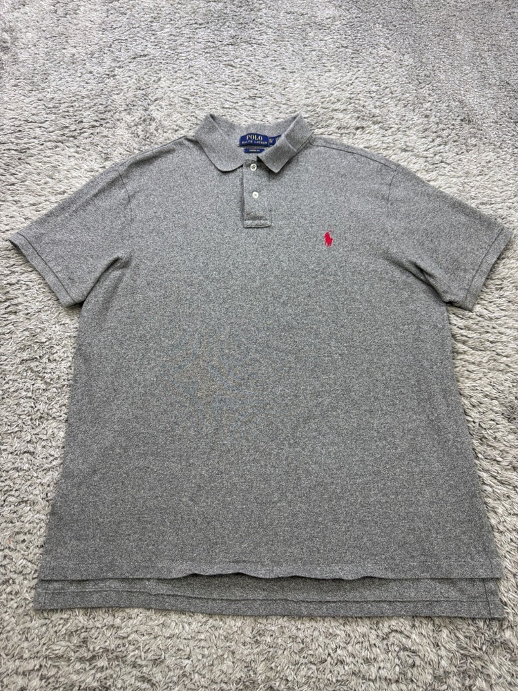 Polo Ralph Lauren Shirt Men XL Heather Gray Mesh Custom Fit Short Sleeve Golf