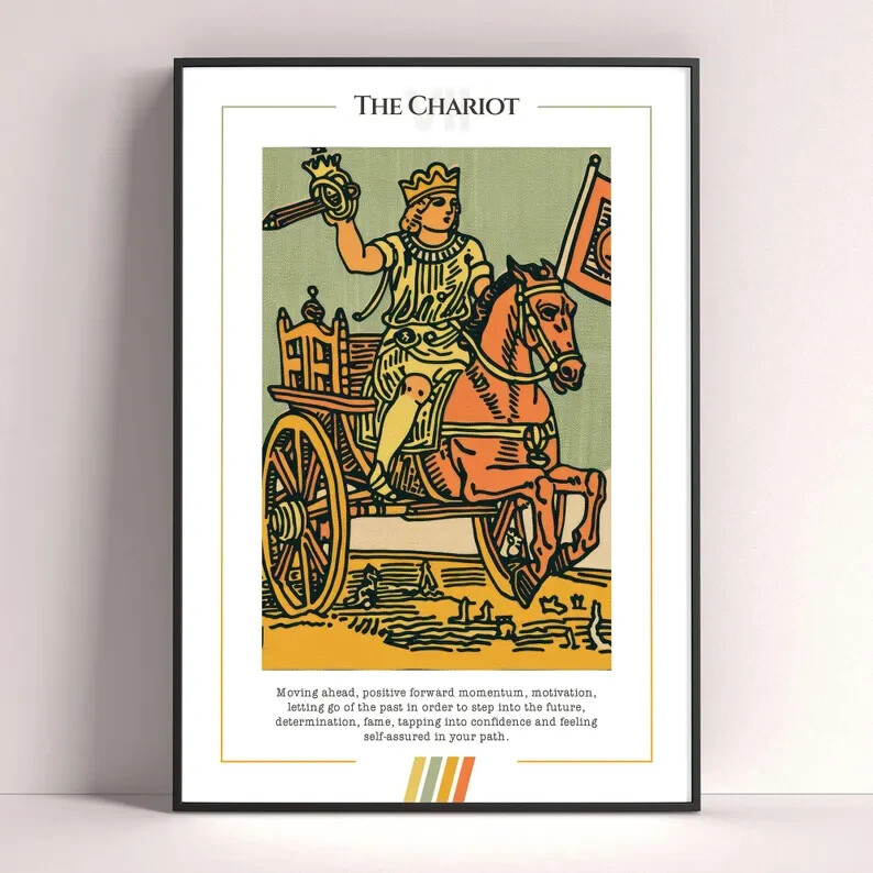 Chariot Tarot Card Art Print Digital Download Tarot Poster