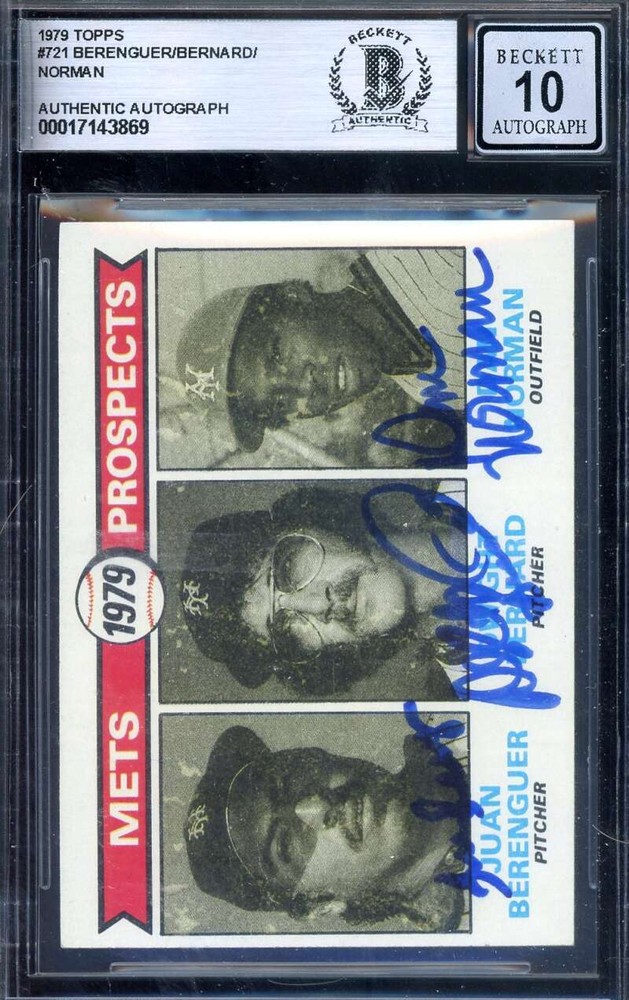 Juan Berenguer Dwight Bernard Dan Norman Gem Mint 10 Beckett BAS Signed 1979 Top