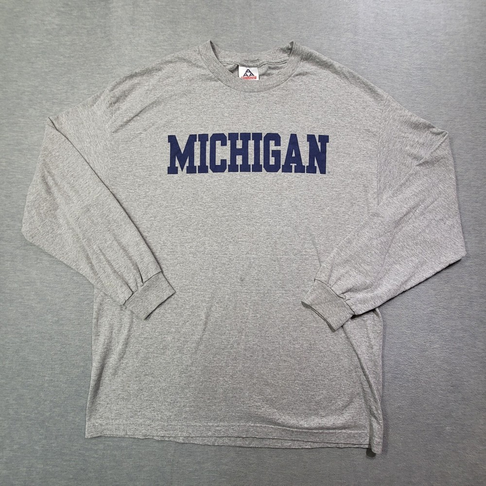 VTG Michigan University T Shirt Mens XL Gray Alstyle Solid Spell Out College