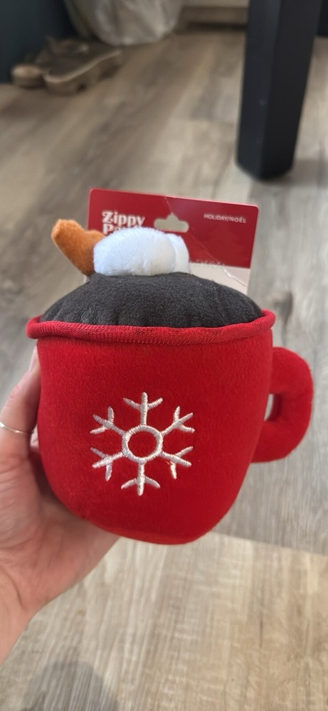 New - ZippyPaws Hot Cocoa Mug Plush Dog Toy, Squeaks