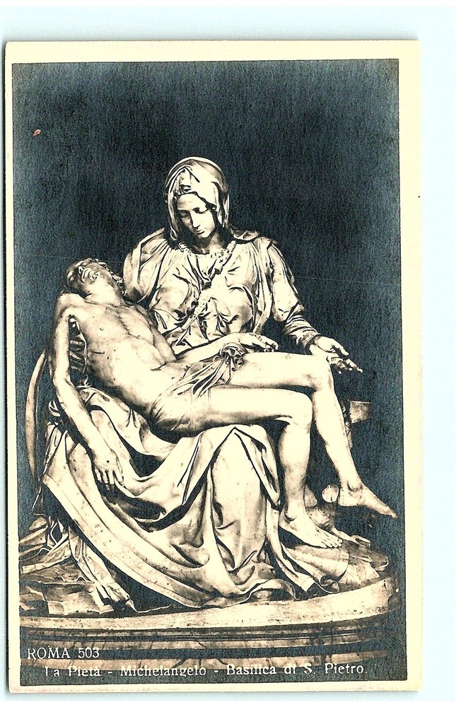 Vintage 100-Year-Old Michelangelo's La Pieta Art Postcard S03-0169