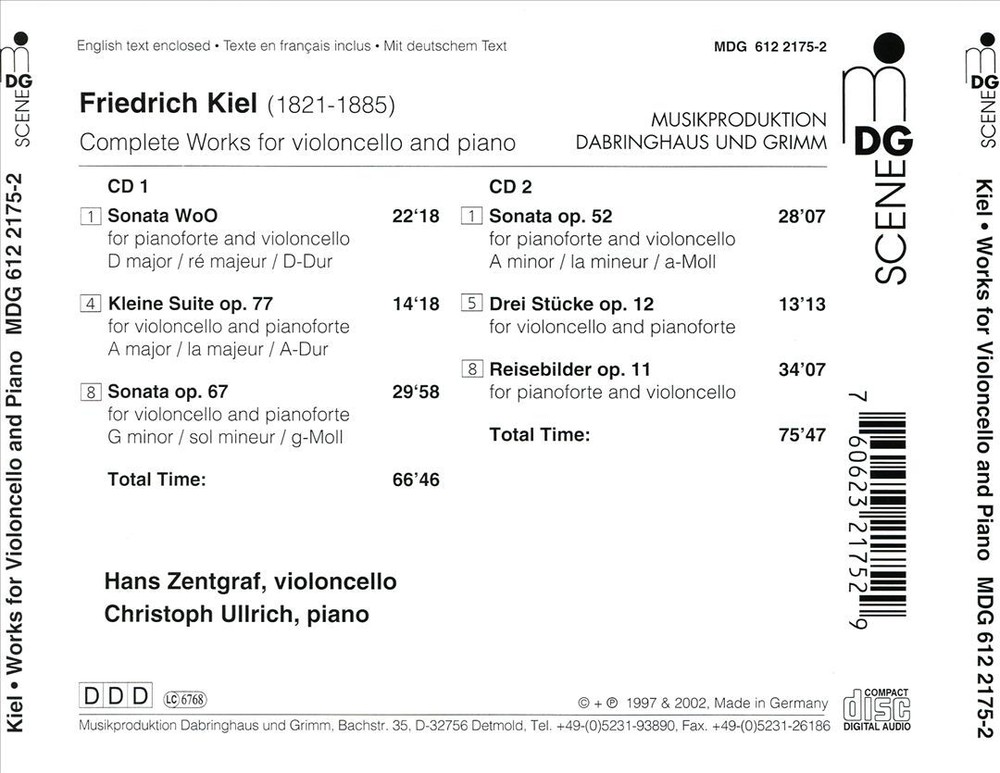 Kiel Zentgraf Ullrich Complete Violoncello & Piano CD 2020