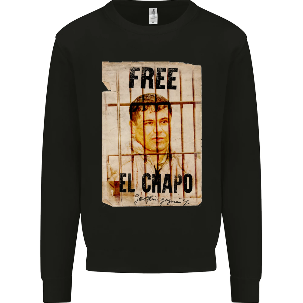 Free El Chapo Cocaine Drugs Cartel Mens Sweatshirt Jumper