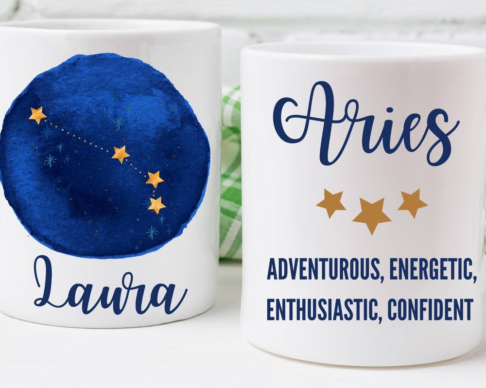 Aries Mug Zodiac Personalised Star Sign Born In March April Coffee Mug Tea Cup