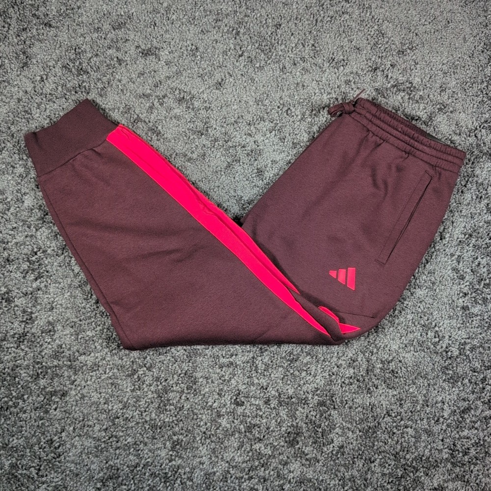 adidas Essentials Colorblock Sweatpants Men's L Burgundy Red Tapered Joggers