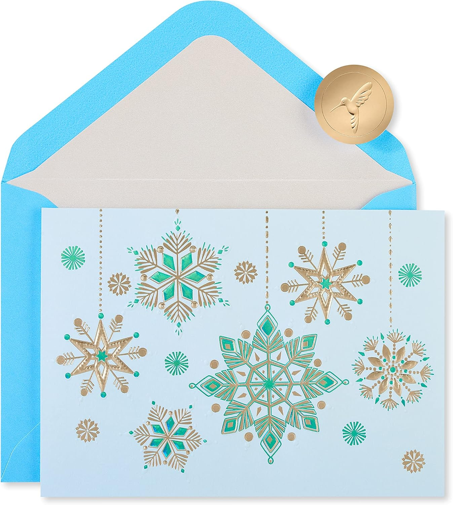 Holiday Greeting Card Set with Envelopes - Snowflake Design - Festive Season Boxed Cards