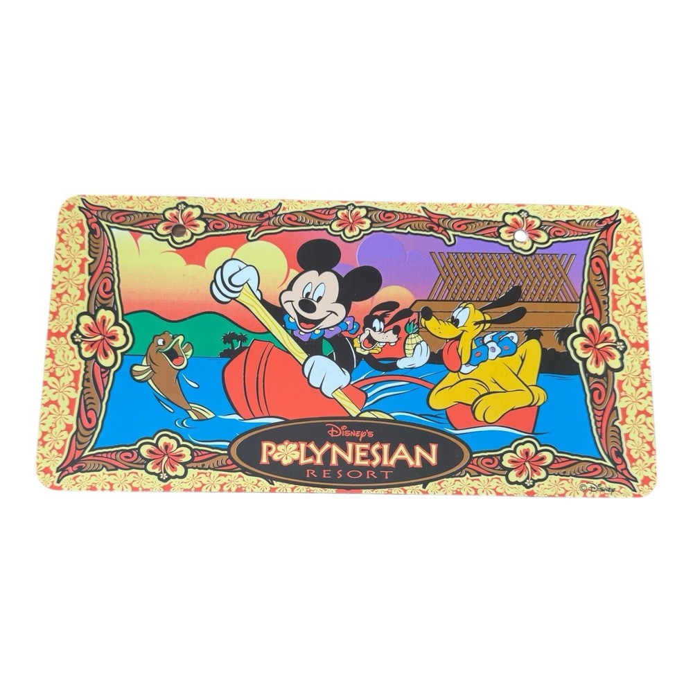 1990s Disney Polynesian Resort Retro Plastic Color License Plate