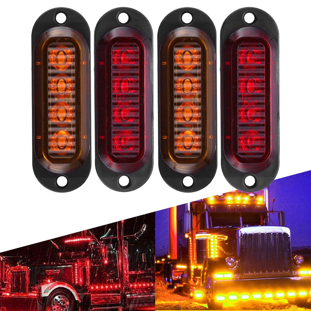 2*Amber & 4-LED 2*Red Truck Trailer Picup Lorry Side Marker Light Clearance Lamp
