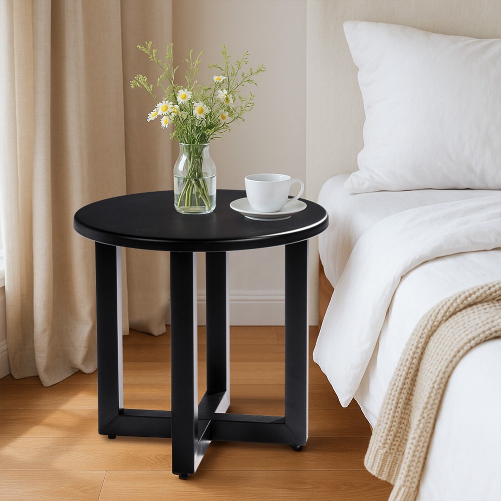 18 Inch Metal Round Outdoor Side Table for Terrace Balcony or Patio Coffee Table