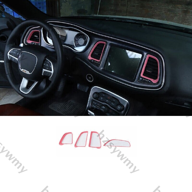 ABS Pink Middle Console Air Outlet Vent Trim 4PC Fit For Dodge Charger 2015-2022