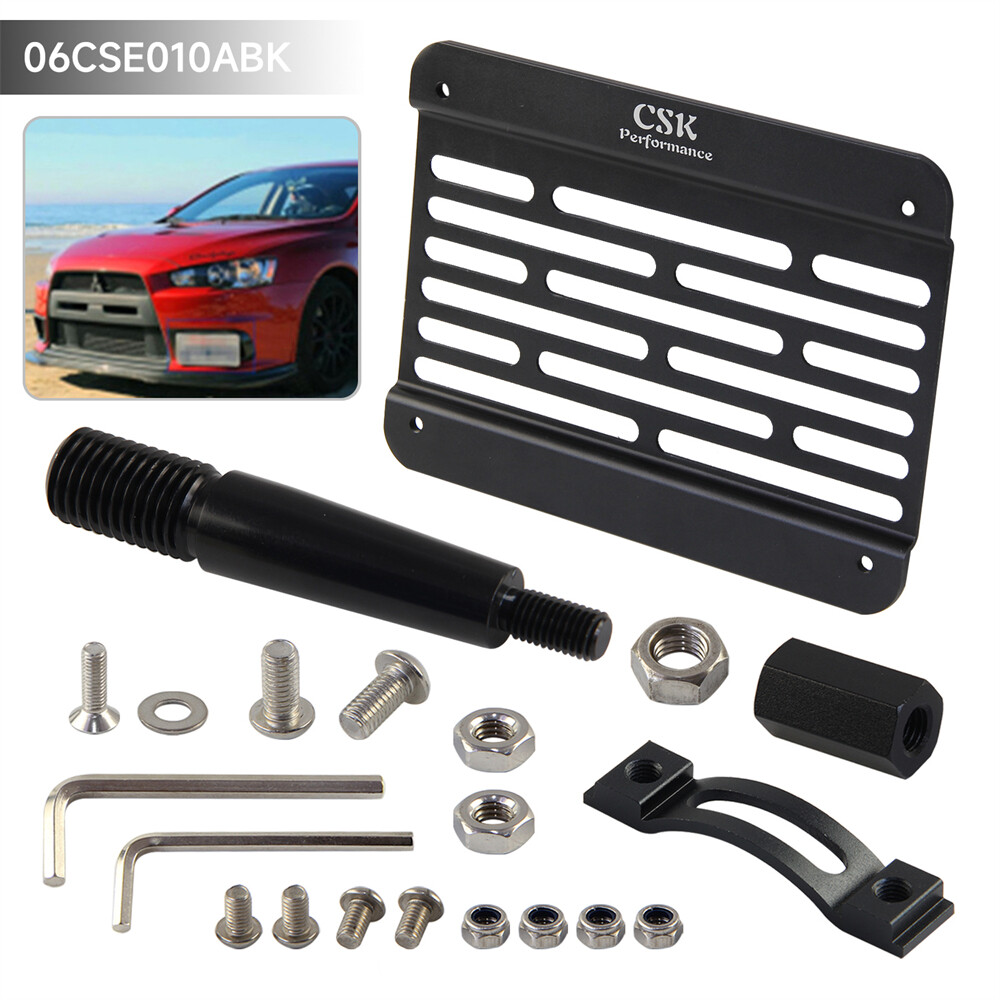 Aluminum Bumper Tow Hook License Plate Frame for Mitsubishi Lancer EVO 2008-2016  