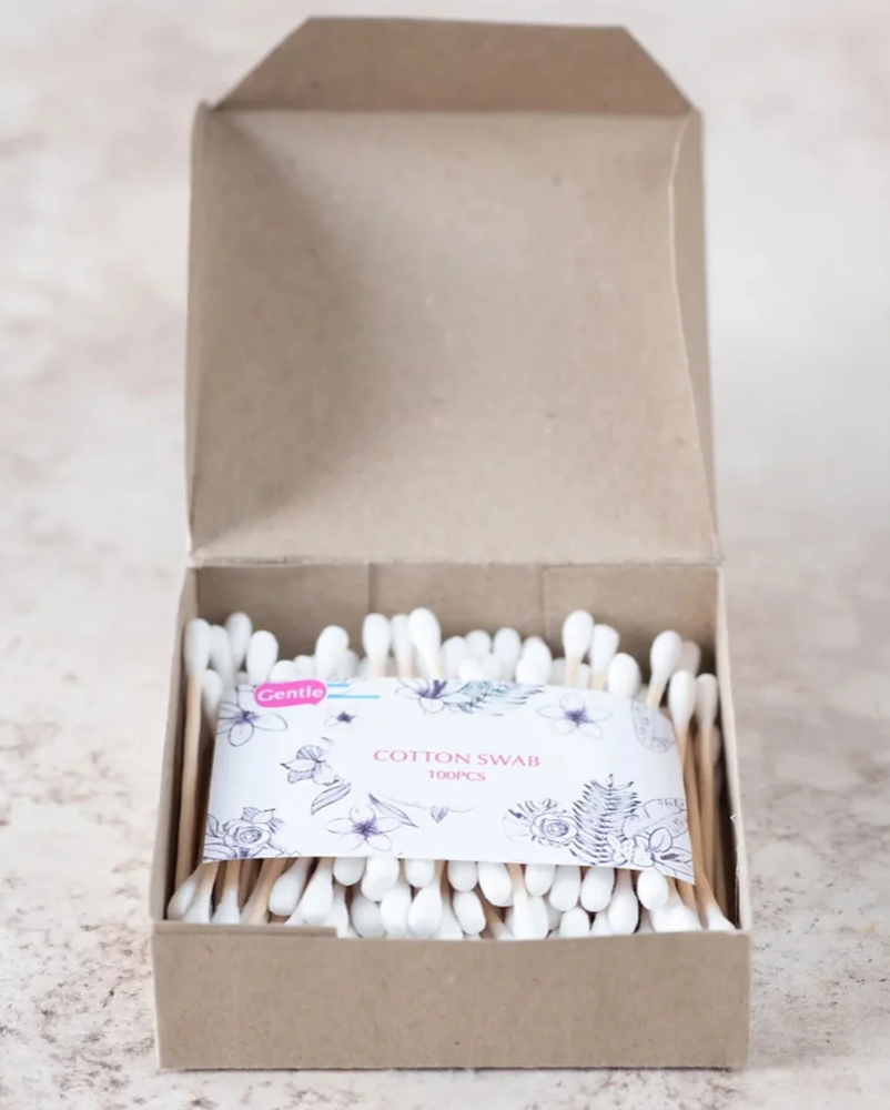 Terramavi Bamboo Toothbrush, Comb & Cotton Swabs - Natural Personal Care Kit