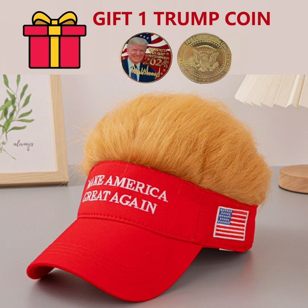 Donald Trump 2024 Hat with Hair Adjustable MAGA Baseball Cap