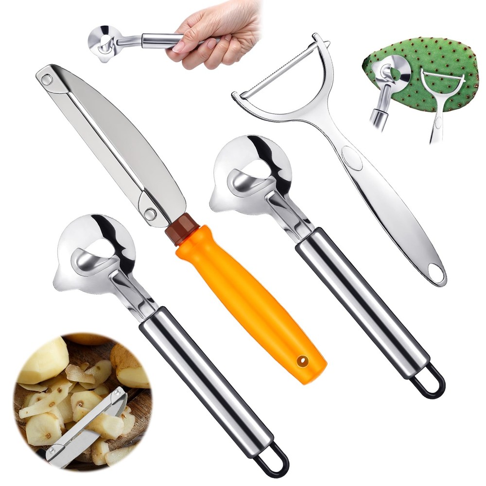 4 Pcs Cactus Peeler Tools Set, Peeler Spoon, Stainless Steel Cactus Paring Kn...