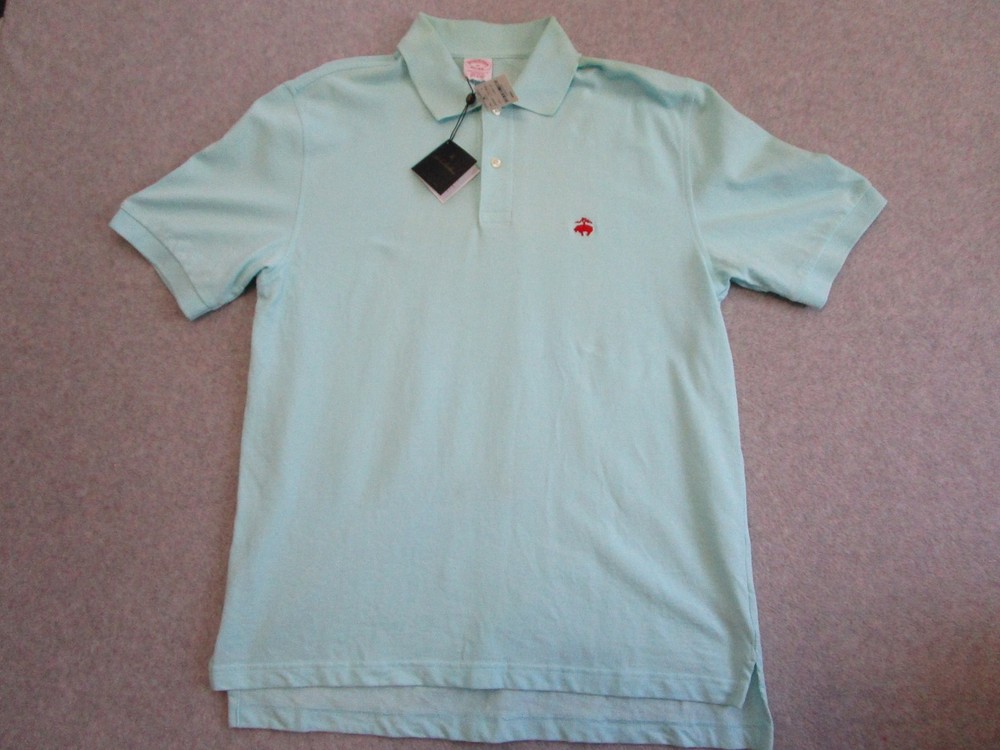 Brooks Brothers Shirt Mens Medium Blue Golden Fleece Performance Polo Pique Tags