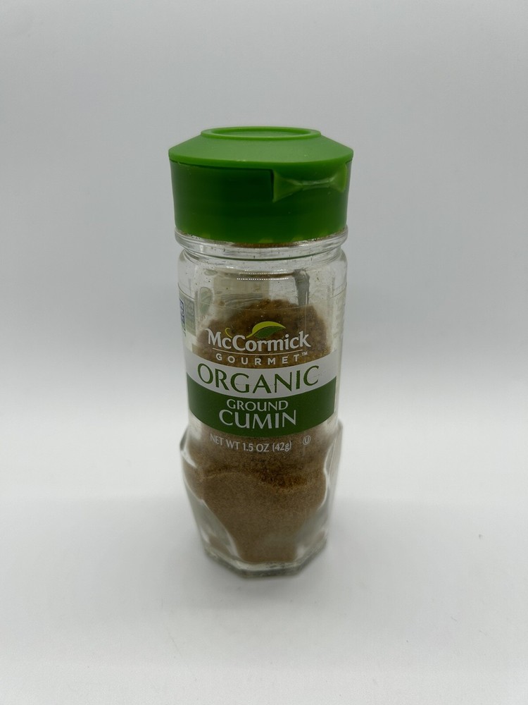 McCormick Gourmet Organic Ground Cumin in Green Glass Jar 1.5 Oz