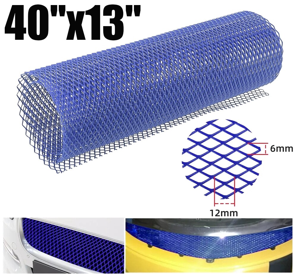 Universal Car Grille Mesh Sheet 40”x13” Aluminum Grille Net 6x12 mm Diamond Blue