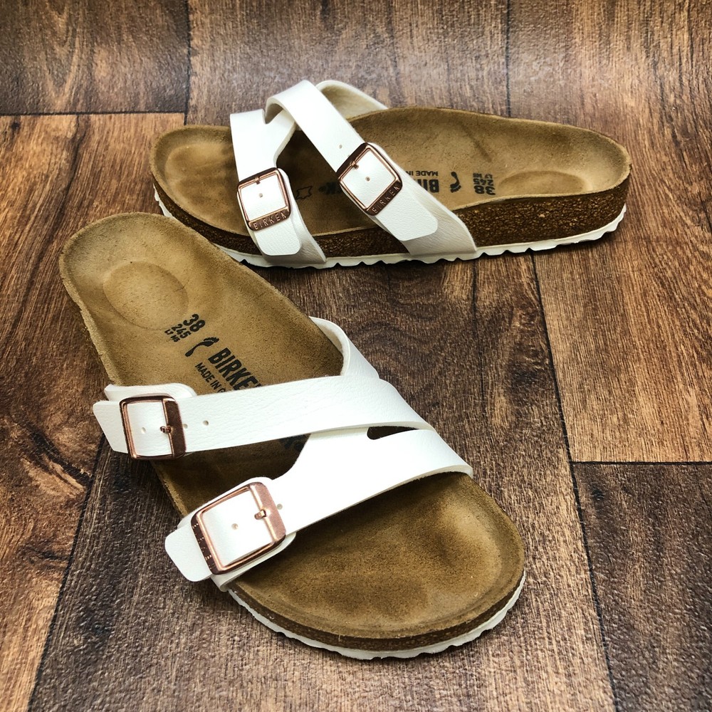 Birkenstock White Two Buckle Slide Yao Women's Size EU 38 Ladies US 7 MINT
