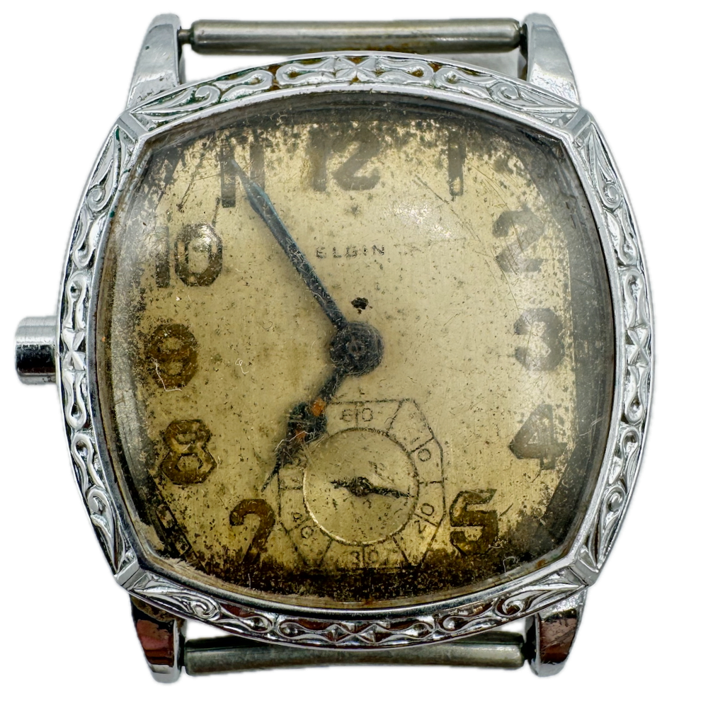 Vintage Elgin Fancy Engraved Decoq Men's Mechanical Wristwatch 464 Incomplete