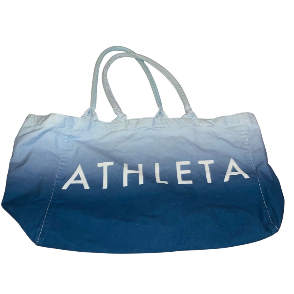 Athleta XL Blue Gradient Cotton Canvas Beach Tote 24x13 Inches