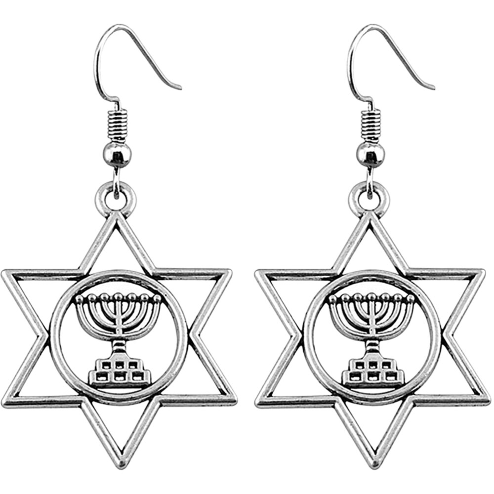 Star of David Candlestick Earrings Christmas Anniversary Miss