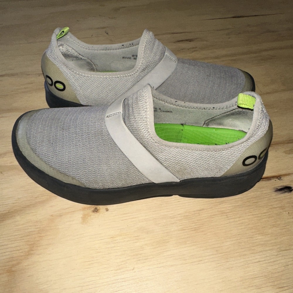 Oofos OOmg Low Mesh Shoes Womens 8 Gray Slip On Recovery Lightweight Sneakers