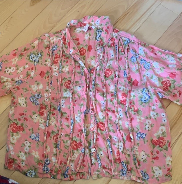 April Cornell Womens Blouse Floral Feminine Boho Cottagecore Size L Button Down