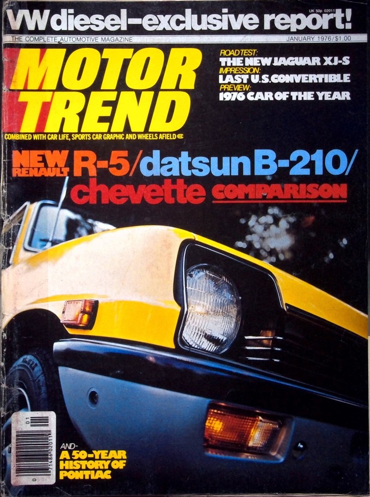 VINTAGE VW DIESEL - MOTOR TREND MAGAZINE, JANUARY 1976 VOLUME 28, NUMBER 1