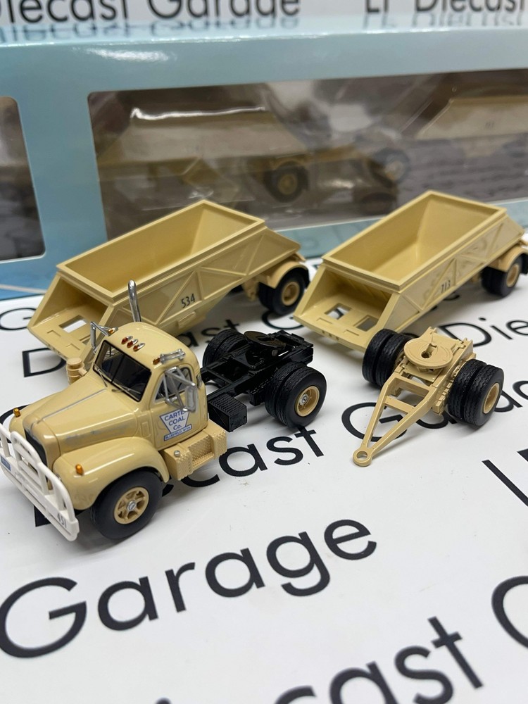 NEO MODELS 1957 Mack B-61T Carter Coal Tan 1:64 Resin Model Semi w/ Trailers