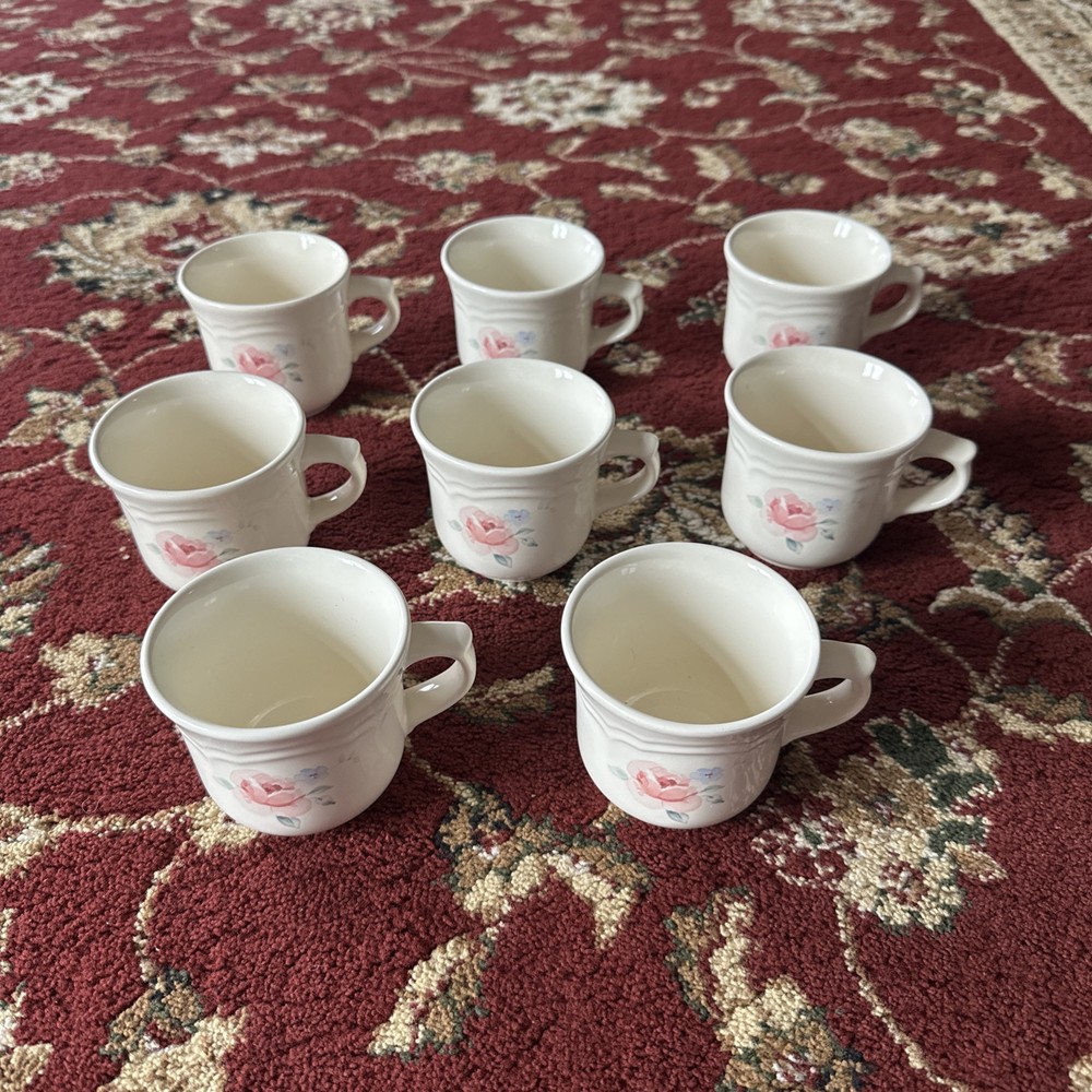 Pfaltzgraff Tea Rose 8-Piece Cup and Mug Set 3.25 x 3.5 Inches